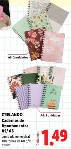Lidl Crelando cadernos de apontamentos a5/ a6 promoção