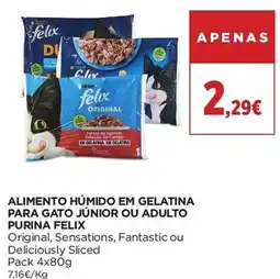 El Corte Inglés alimento húmido em gelatina para gato júnior ou adulto purina felix promoção