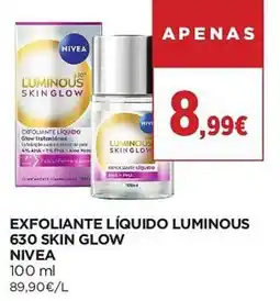 El Corte Inglés exfoliante líquido luminous 630 skin glow nivea promoção