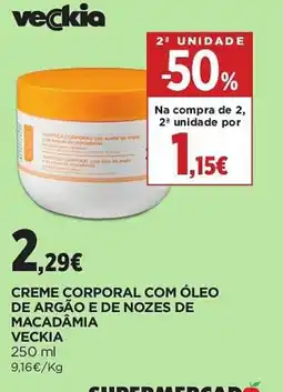 El Corte Inglés Creme corporal com óleo de argão e de nozes de macadâmia veckia promoção