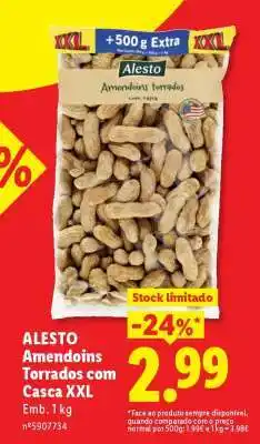 Lidl ALESTO Amendoins Torrados com Casca XXL promoção