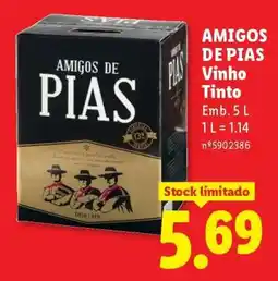 Lidl Amigos de Pias Vinho Tinto promoção