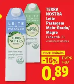 Lidl TERRA NOSTRA Leite Pastagem Meio-Gordo/Magro promoção
