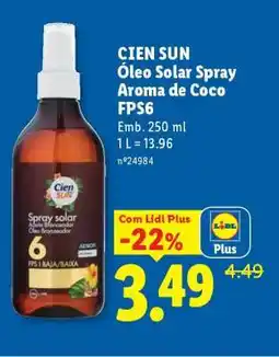 Lidl CIEN SUN Óleo Solar Spray Aroma de Coco FPS6 promoção