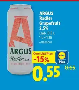 Lidl ARGUS Radler Grapefruit 2,5% promoção