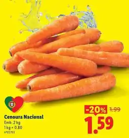 Lidl Cenoura Nacional promoção
