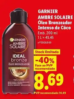 Lidl GARNIER Ambre Solaire Óleo Bronzeador Intenso de Côco promoção