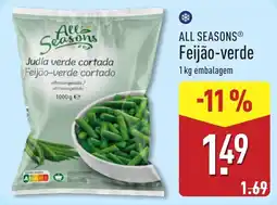 ALDI All Seasons feijão-verde promoção