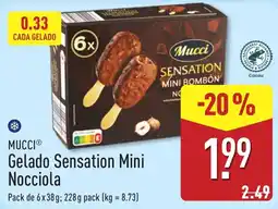 ALDI Mucci gelado sensation mini nocciola promoção