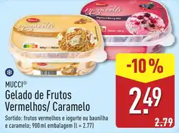 ALDI Mucci gelado de frutos vermelhos/ caramelo promoção