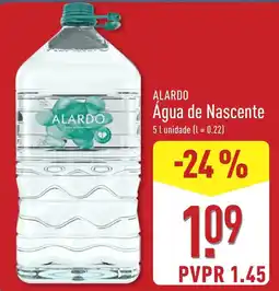 ALDI Alardo água de nascente promoção