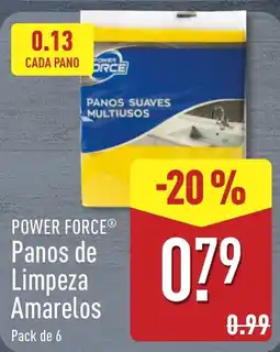 ALDI Power force panos de limpeza amarelos promoção
