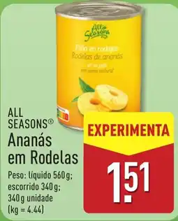 ALDI All seasons ananás em rodelas promoção