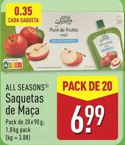 ALDI All seasons saquetas de maça promoção