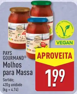 ALDI Pays Gourmand Molhos para Massa promoção
