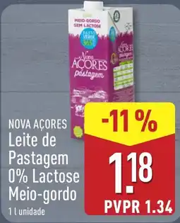 ALDI Nova açores leite de pastagem 0% lactose meio-gordo promoção