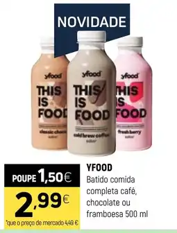 Coviran Yfood batido comida completa café chocolate ou framboesa promoção