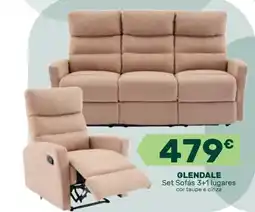 Moviflor glendale set sofás 3+1 lugares cor taupe e cinza promoção
