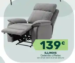Moviflor illinois cadeirão c/relax cor cinza claro e cinza escuro promoção