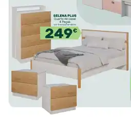 Moviflor selena plus quarto de casal 4 pecas cor branco/carvalho promoção