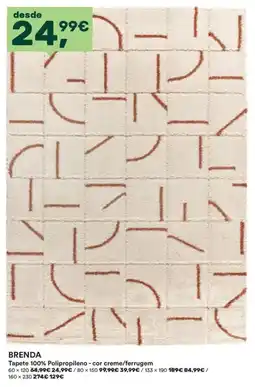 Moviflor Brenda tapete 100% polipropileno - cor creme/ferrugem promoção