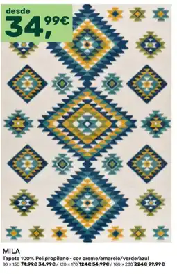Moviflor Mila tapete 100% polipropileno - cor creme/amarelo/verde/azul promoção