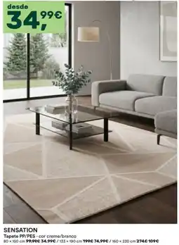 Moviflor Sensation Tapete PP/PES - cor creme/branco promoção