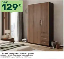 Moviflor teckno roupeiro 3 portas + 3 gavetas promoção