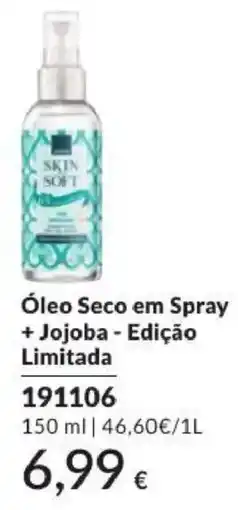Avon skin soft óleo seco em spray + jojoba - edição limitada promoção