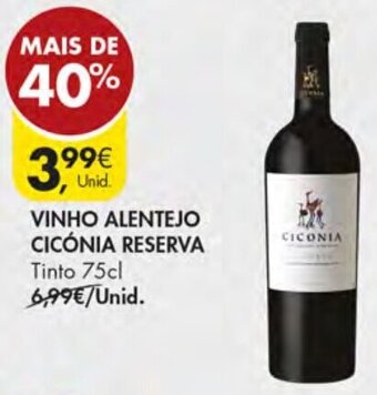 Pingo Doce Vinho Alentejo Cicónia Reserva 75cl promoção