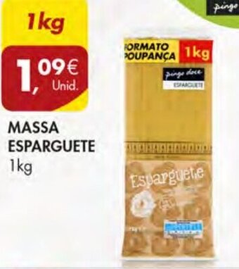Pingo Doce Massa Esparguete 1kg promoção