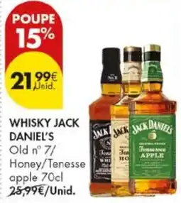 Pingo Doce whisky jack daniel's old n° 7/ honey/tenesse apple 70cl promoção