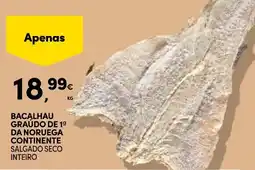 Continente Bacalhau graúdo de 1ª da noruega continente salgado seco inteiro promoção