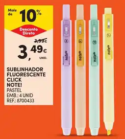 Continente Sublinhador fluorescente click note! pastel promoção