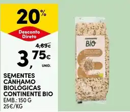 Continente Sementes cânhamo biológicas continente bio promoção