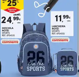 Continente Mochila note! sports promoção