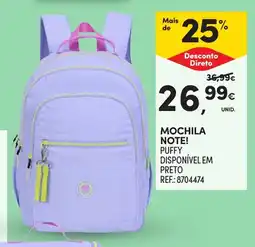 Continente Mochila note! puffy promoção