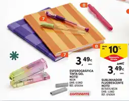 Continente esferográfica tinta gel note! neon promoção