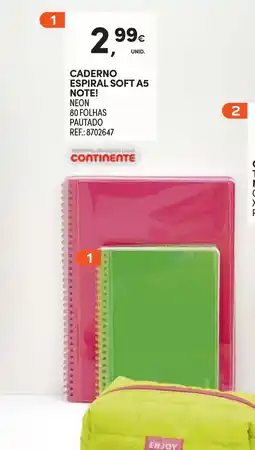 Continente Caderno espiral soft a5 note! neon promoção
