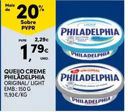 Continente Queijo creme philadelphia original/light promoção