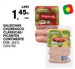 Continente Salsichas churrasco classicas/picantes continente promoção