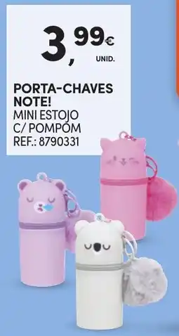 Continente Porta-chaves note! mini estojo c/ pompom promoção