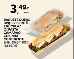 Continente Baguete queijo brie presunto e rúcula c/ pasta camarão cozinha continente promoção