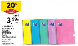 Continente caderno espiral a4 pastel oxford promoção