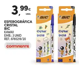 Continente esferográfica cristal bic kawaii promoção