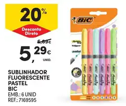 Continente Sublinhador fluorescente pastel bic promoção