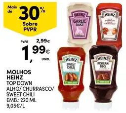 Continente molhos heinz top down alho/ churrasco/ sweet chili promoção