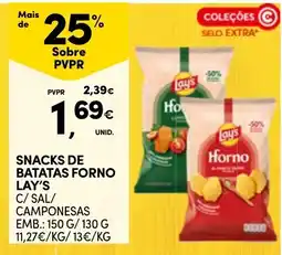 Continente Snacks de batatas forno Lay's c/ sal/ camponesas promoção