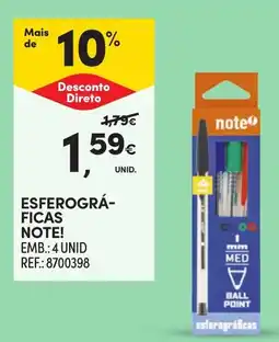 Continente esferográficas note! promoção