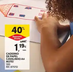 Continente Caderno de papel cavalinho a4 note! promoção